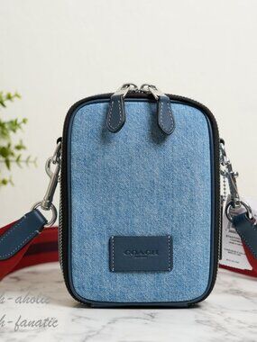 COACH CDC43 Stanton Crossbody Bag In Regenerative Cotton Silver/Indigo NWT